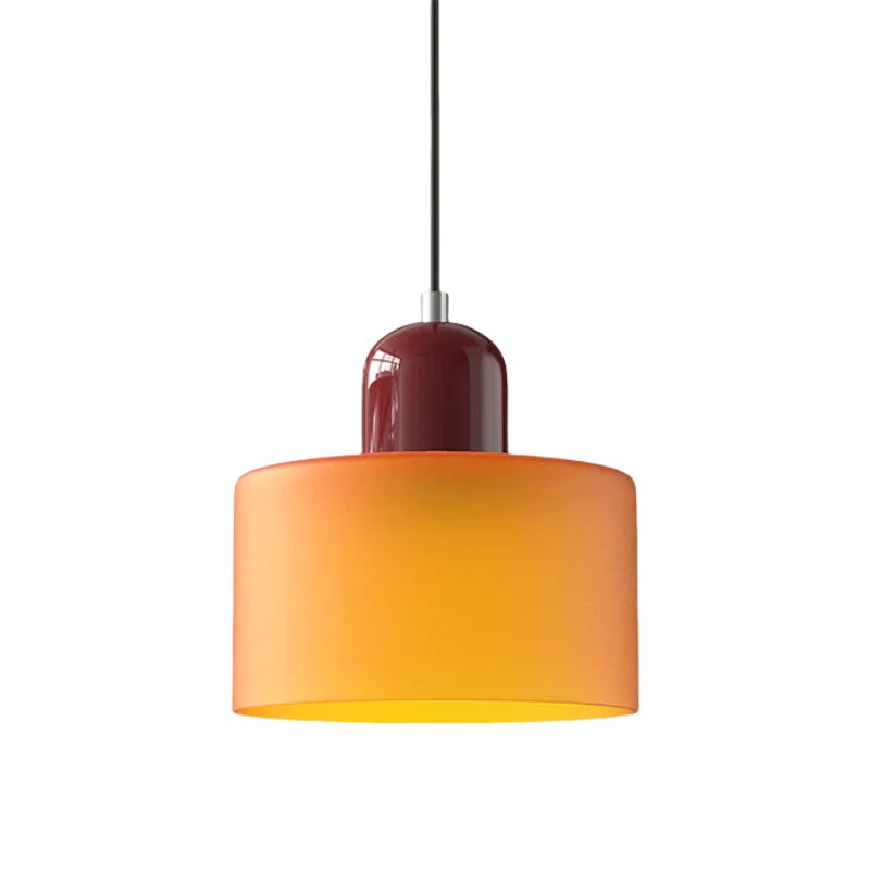 Morandi Cylinder Glass Pendant Light – Minimalist Disc Glass Lamp