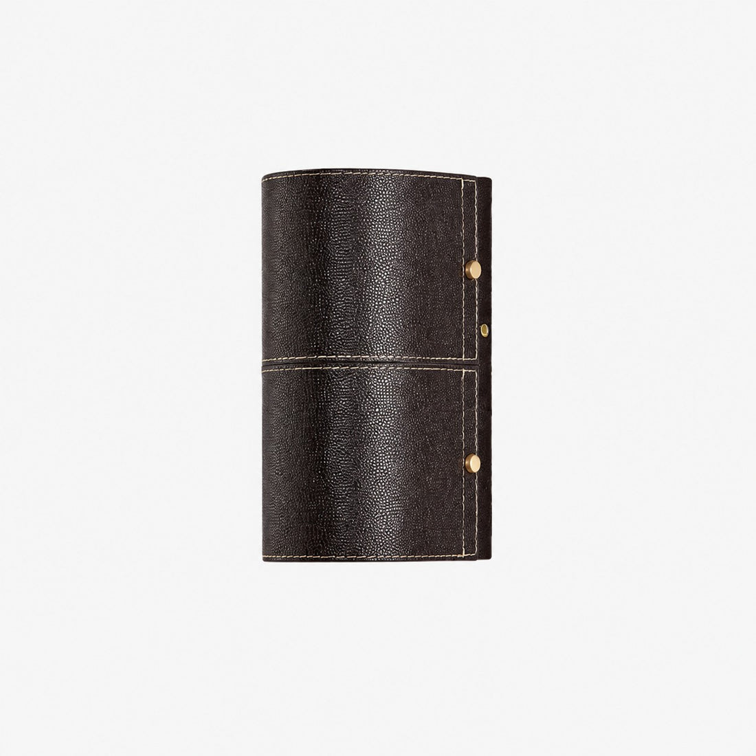 Dark brown leather wrapped wall sconce on clean background