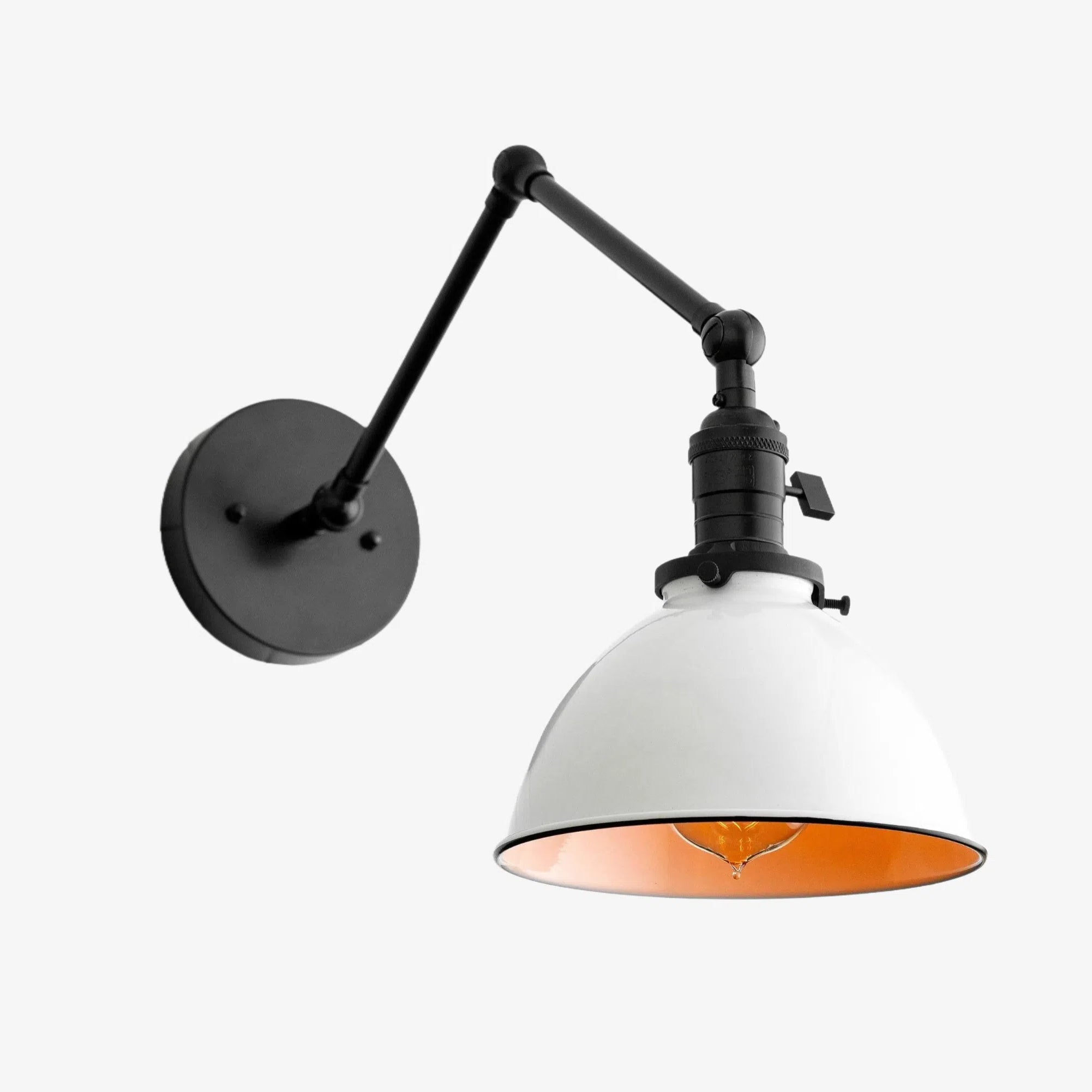 Conique Metal Vintage Industrial Swing Arm Wall Lamp - Adjustable Dome Shade for Study