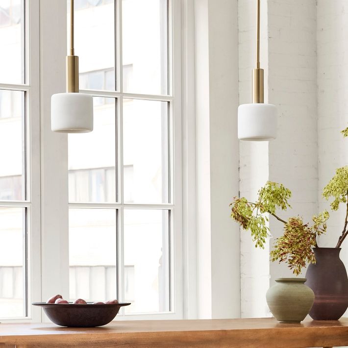 Suspension Cerova moderne en porcelaine ivoire – Design organique et doux pour îlot de cuisine