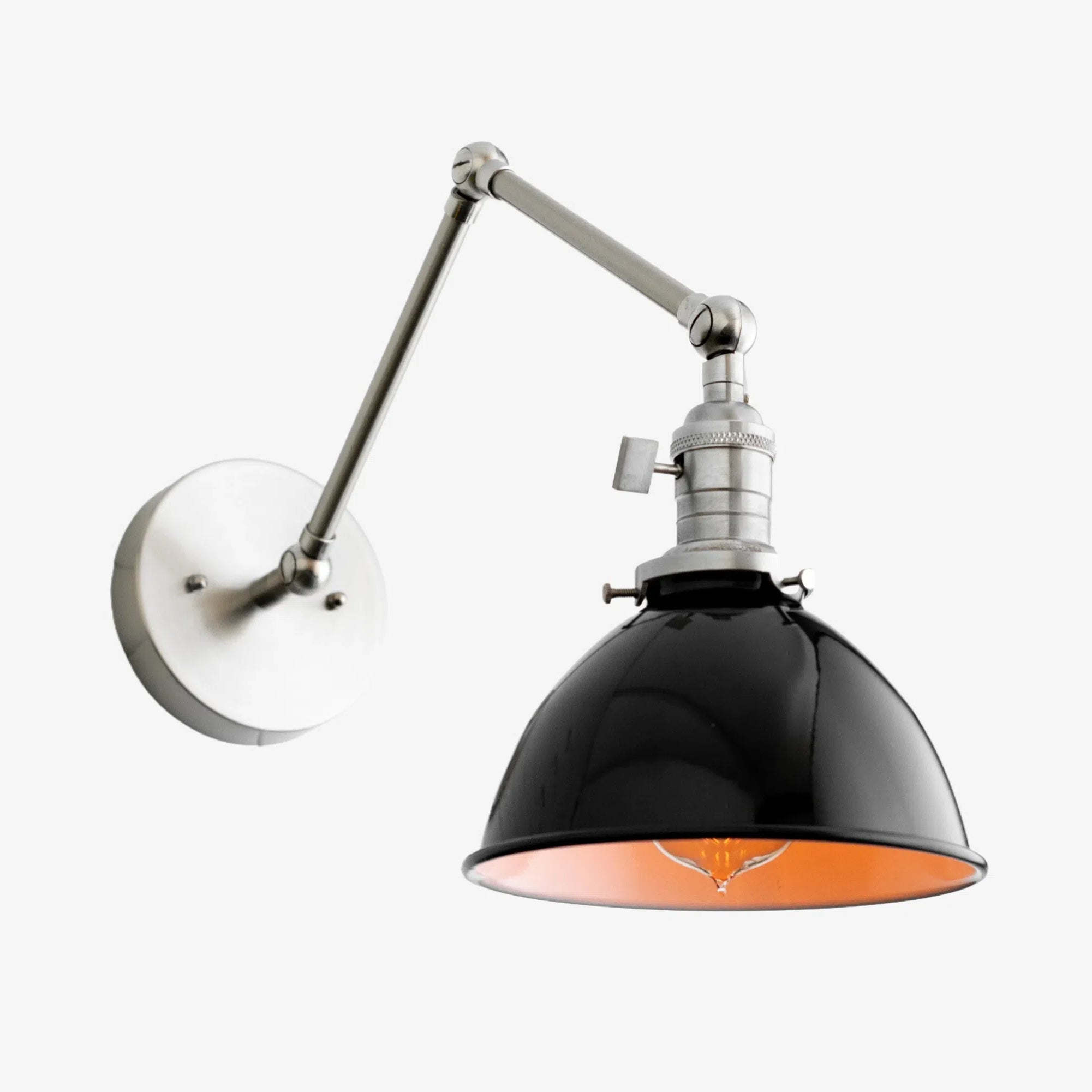 Conique Metal Vintage Industrial Swing Arm Wall Lamp - Adjustable Dome Shade for Study