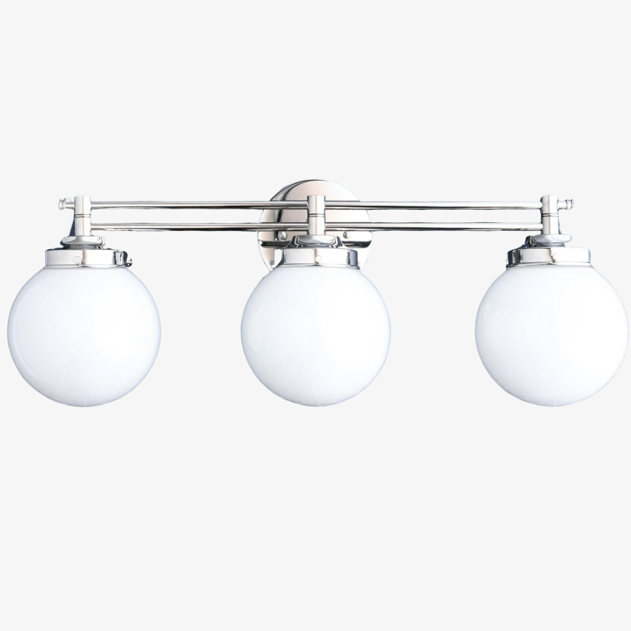 Glorica Glass Contemporary Vanity Light - 3 Light Globe Bathroom Fixture Opal Glass