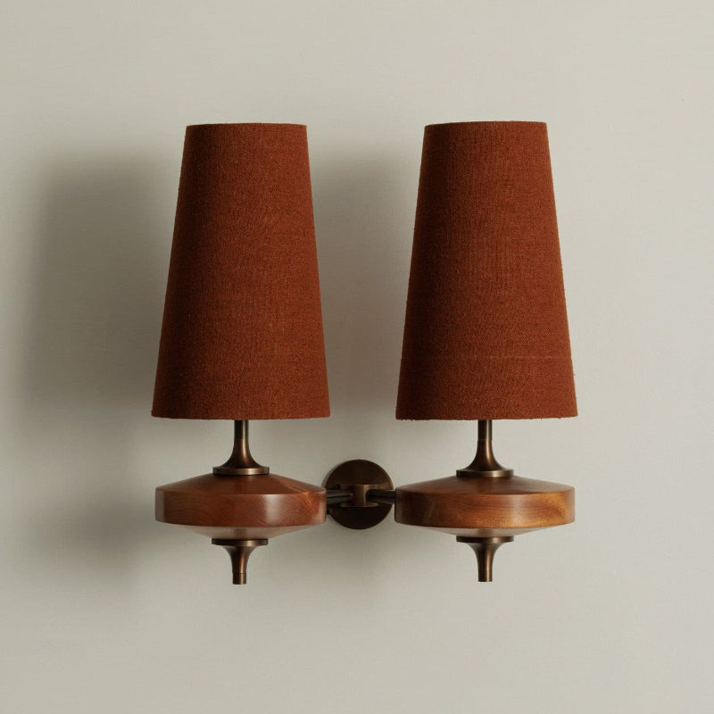 Natural Fabric Wall Lamp - Wood Palm-Shaped Sconce for Hallway