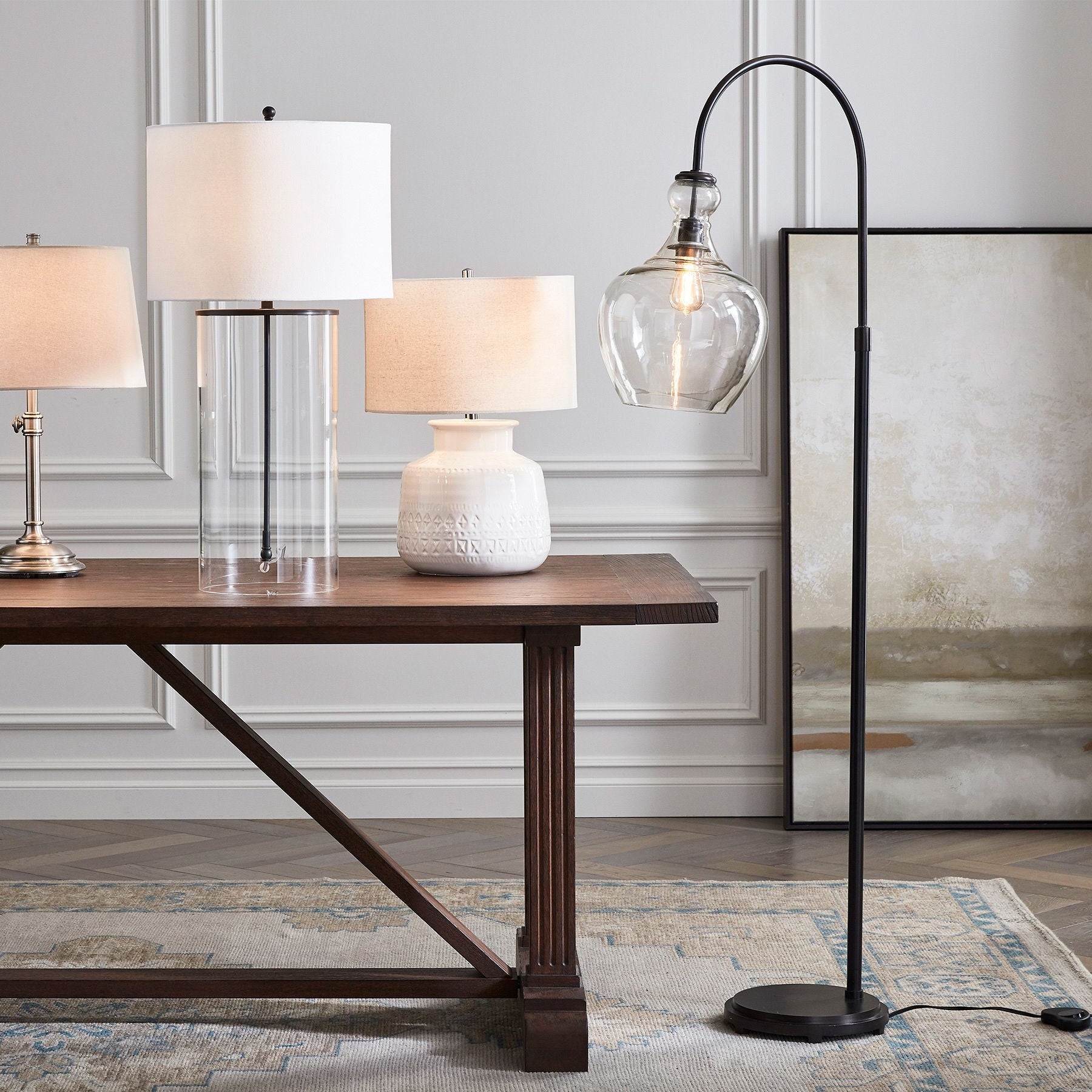 Lawson Recycled Glass Floor Lamp - Unique Brass Finish Aluminum Lighting