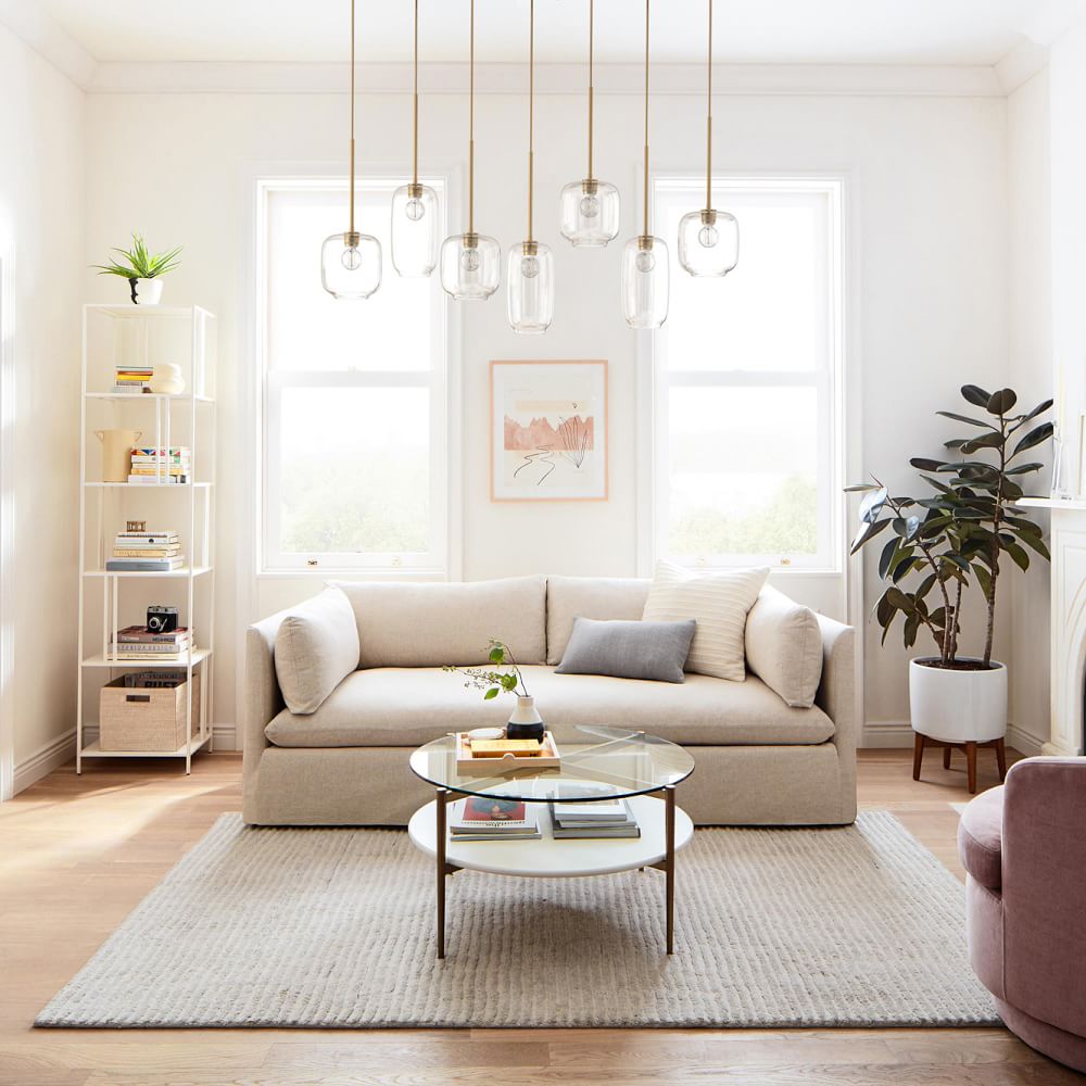 Lumivelle Sculptural 7-Light Chandelier – Adjustable Height Modern Glass Pendant