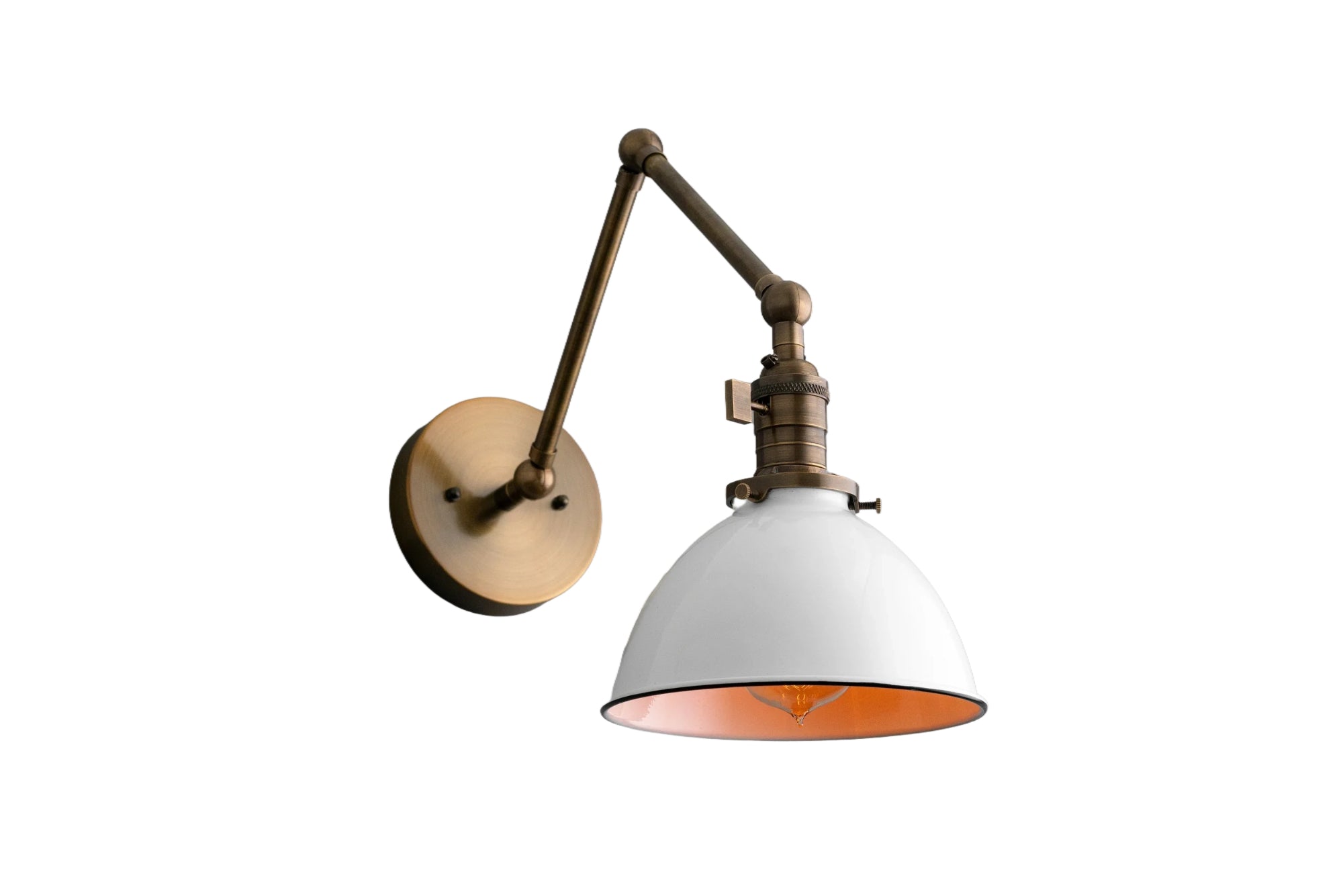 Conique Metal Vintage Industrial Swing Arm Wall Lamp - Adjustable Dome Shade for Study