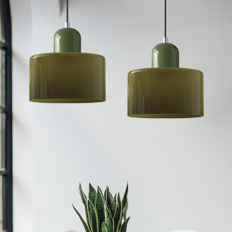 Morandi Cylinder Glass Pendant Light – Minimalist Disc Glass Lamp