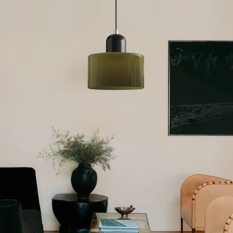 Morandi Cylinder Glass Pendant Light – Minimalist Disc Glass Lamp