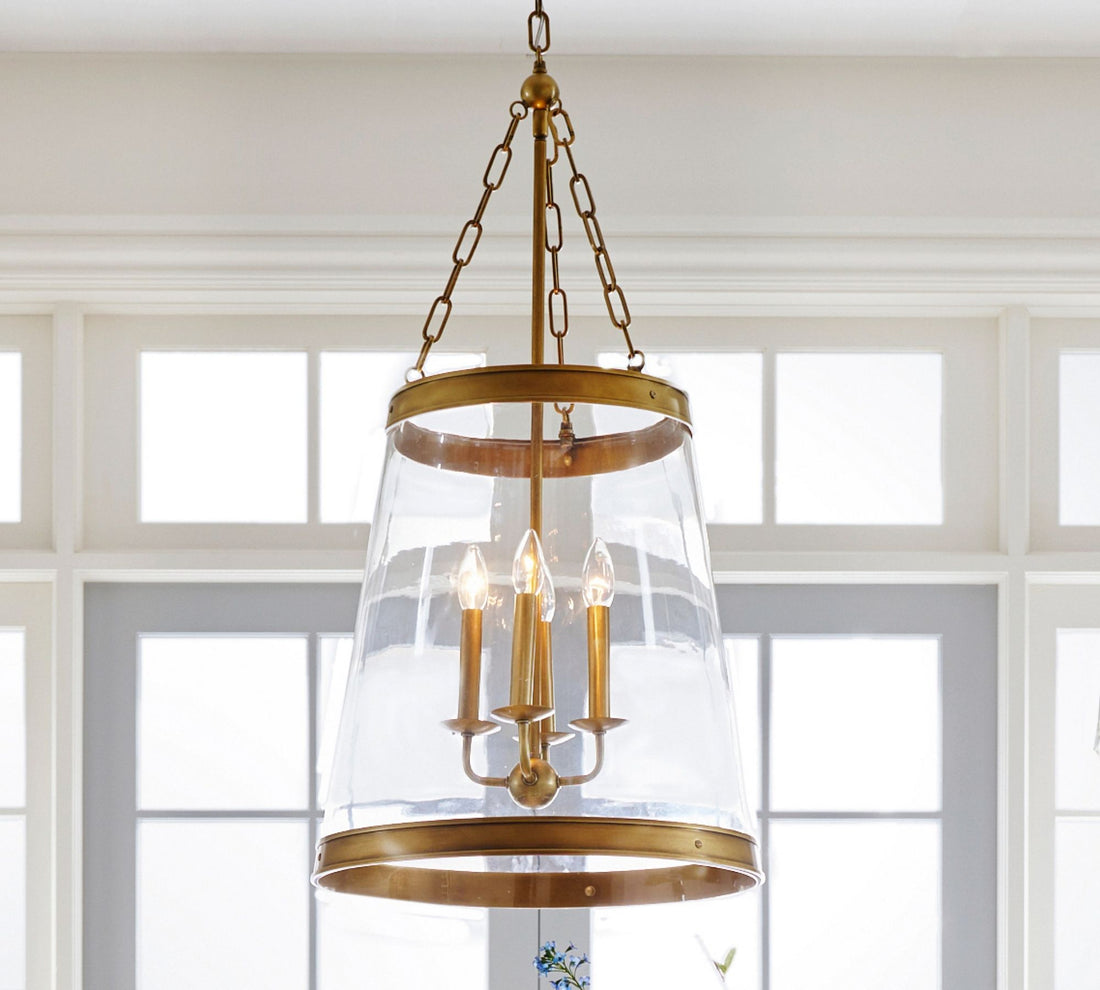Suspension tambour en verre Driscoll – Lampe suspendue contemporaine en laiton