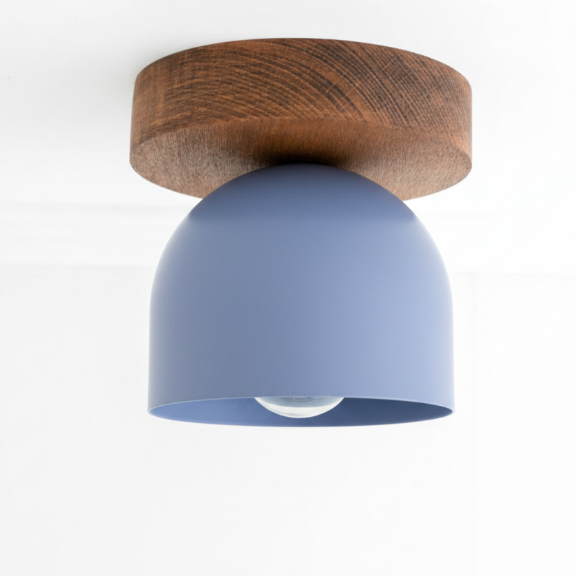 Metio Dome Modern Rustic Ceiling Light - Wooden and Metal Fusion