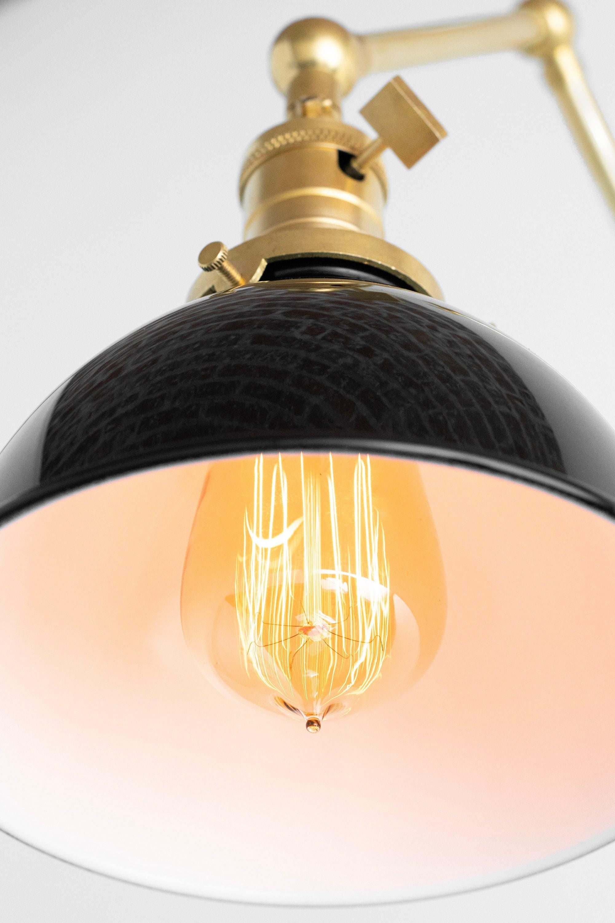 Conique Metal Vintage Industrial Swing Arm Wall Lamp - Adjustable Dome Shade for Study