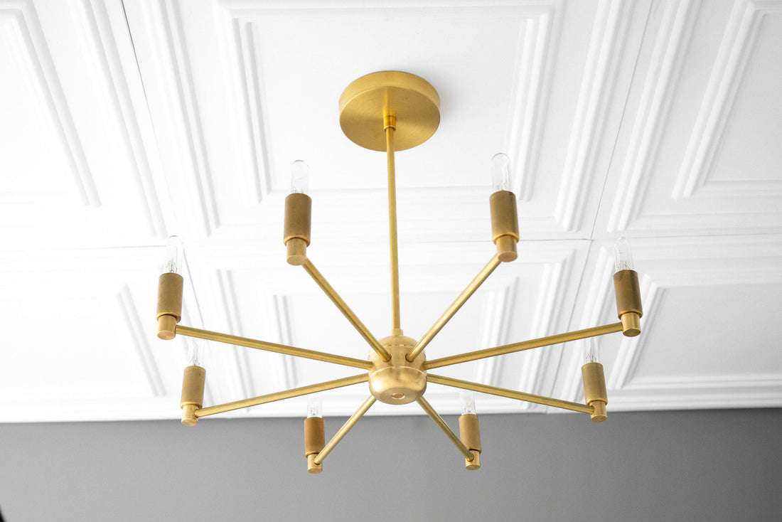 Mobilux Line Modern Chandelier - 8 Arm Mid Century Hanging Light