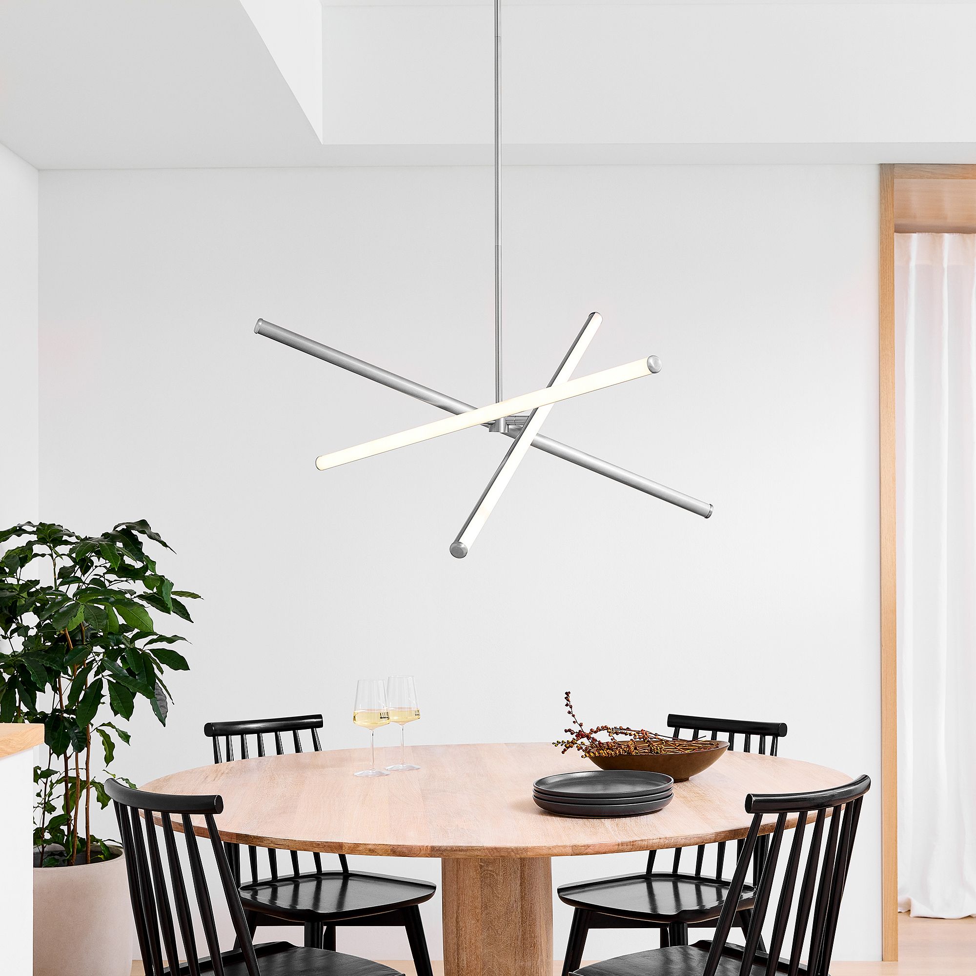 Voro Minimalist Chrome Light Rods - LED Semi-Flush Mount Ceiling Light
