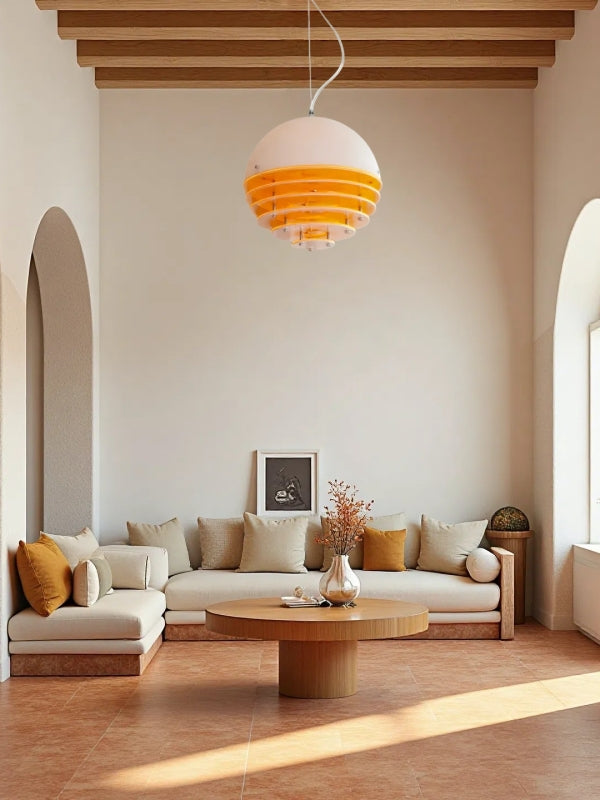 Glass & Acrylic Bauhaus Pendant - Elegant Sunset Glow Living Room Light
