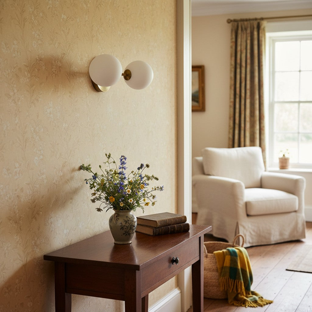 Glorica Glass Vanity Light - Modern Brass Wall Sconce for Bathroom Style