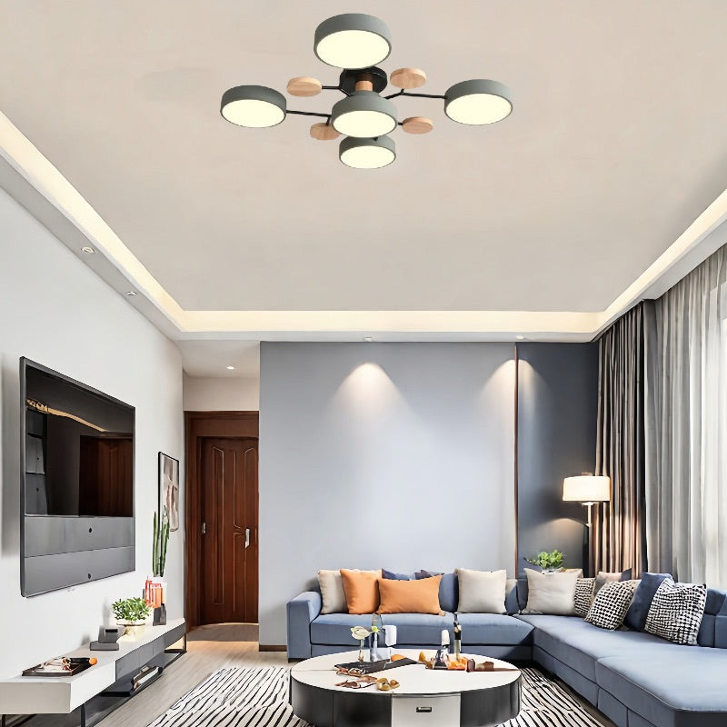 Branch Multi Heads Ceiling Lamp – Nordic Style Disc Lamp