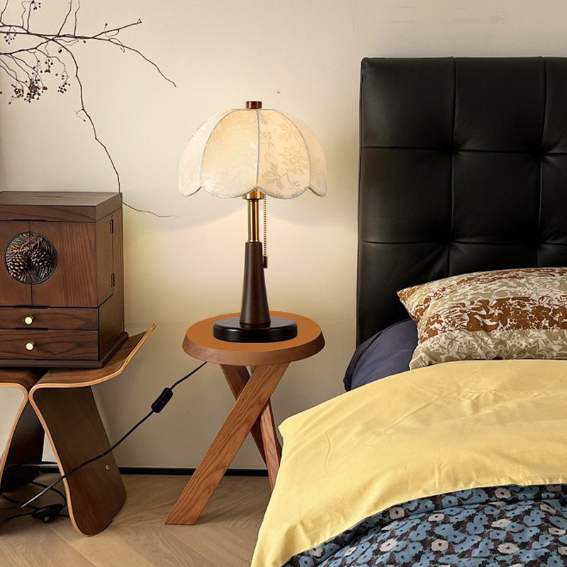 French Fabric Round Lantern Shape Table Lamp With Nostalgic Medieval Subliminal Glow For Living Room