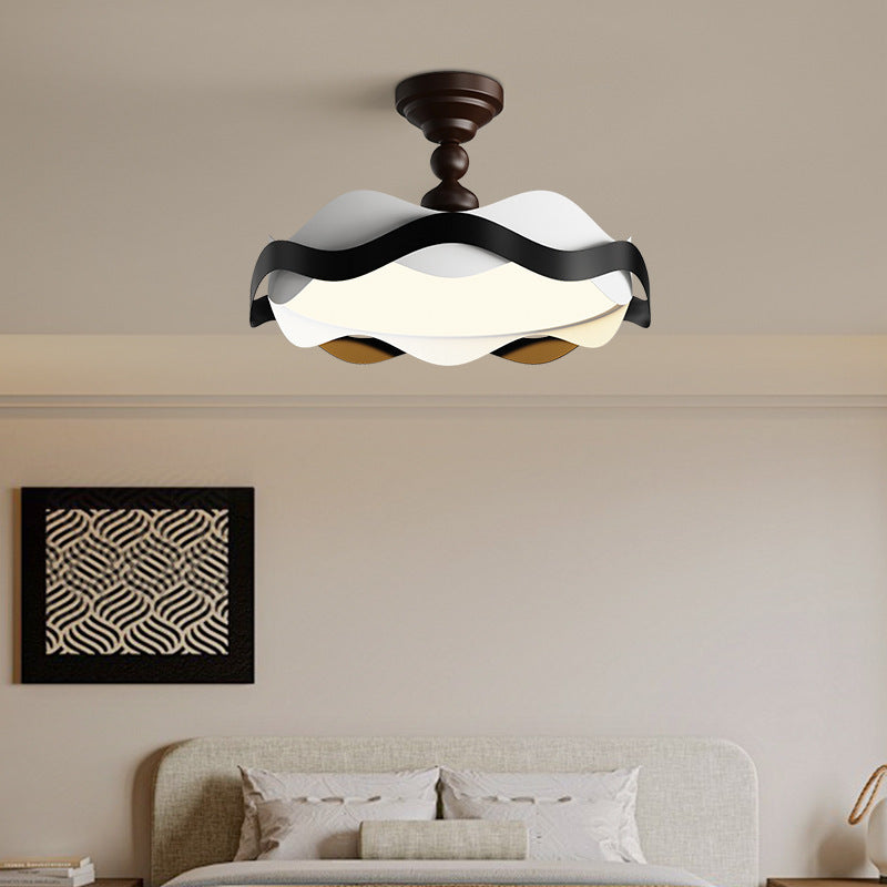 Creative Wave Flowers Shape Ceiling Light With Ornamental Delightful Sable Brown For Study Room