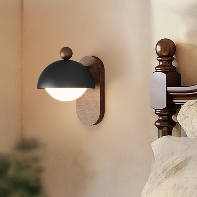 Retro Mushroom Creative Wall Lamp With Dome Ironwork For Bedroom