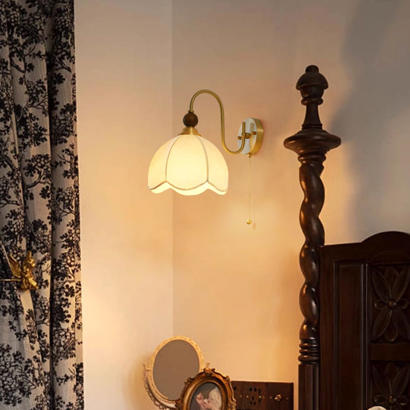 Retro Wabi-sabi Style Bedside Wall Lamp With Artisanal Silk For Lounge