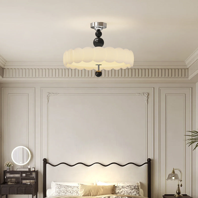 Petal Shape Purfle Ceiling Lamp With Elegant Luminous Acrylic Milky White For Master Bedroom