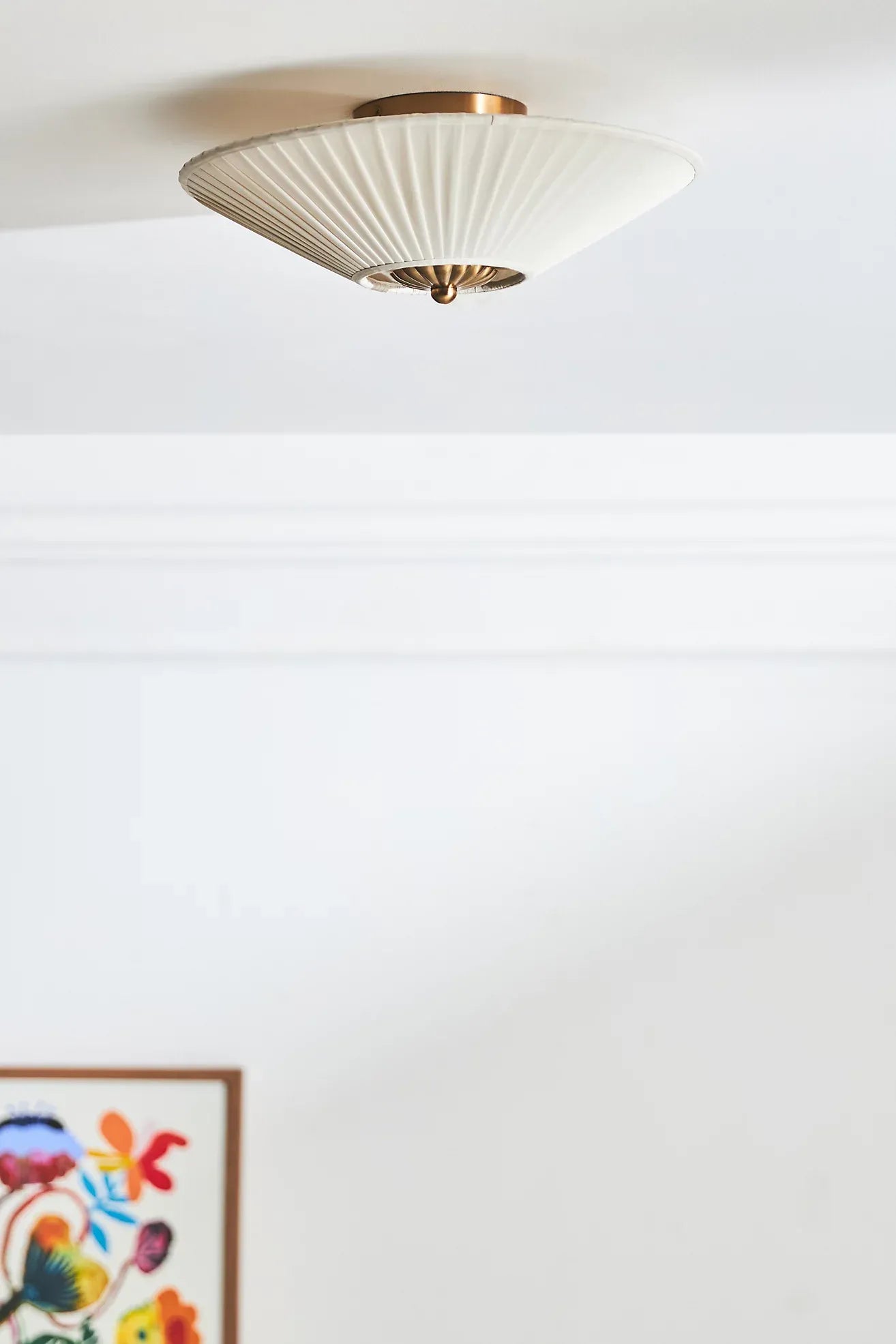 Elumina Modern Fabric Ceiling Lamp - Brass Flush Mount for Dining Room