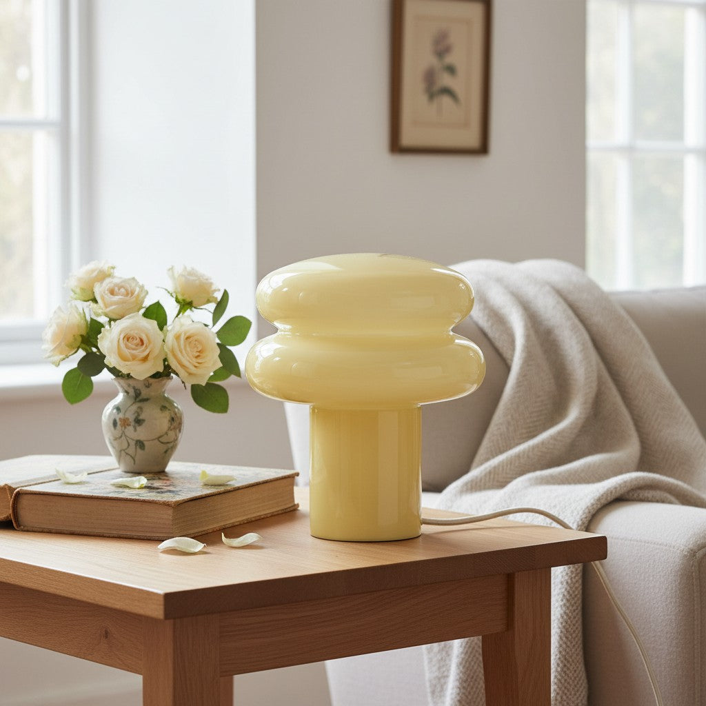 Small Opal Table Lamp - Mushroom Glass Lamp for Living Room