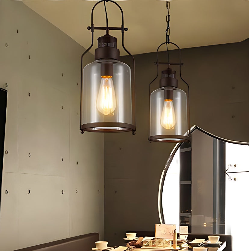 Industrial Black Smoked Glass Pendant Light