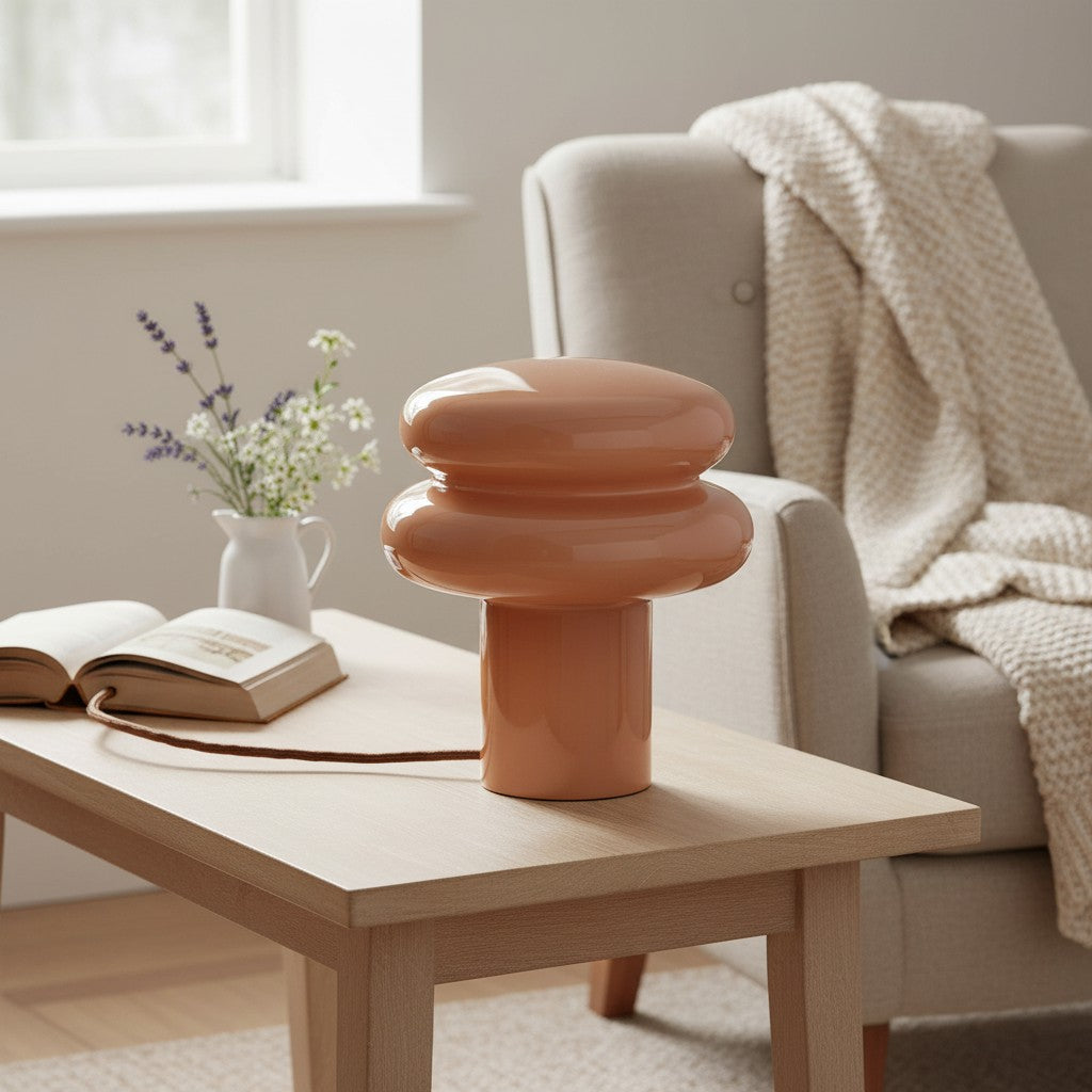 Small Opal Table Lamp - Mushroom Glass Lamp for Living Room