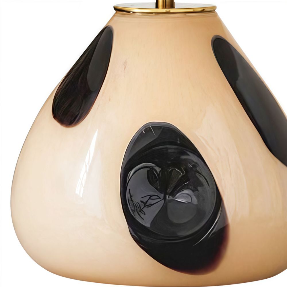 Lampe de table en tissu plissé – Lampe simple à pois en verre laiteux pour chambre