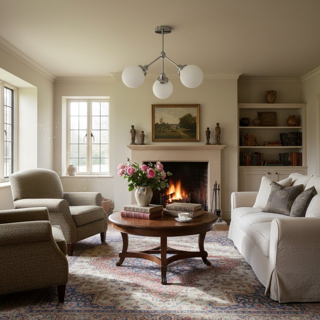 Glorica Glass Chandelier - Brass Globe Ceiling Light with Opal Shade