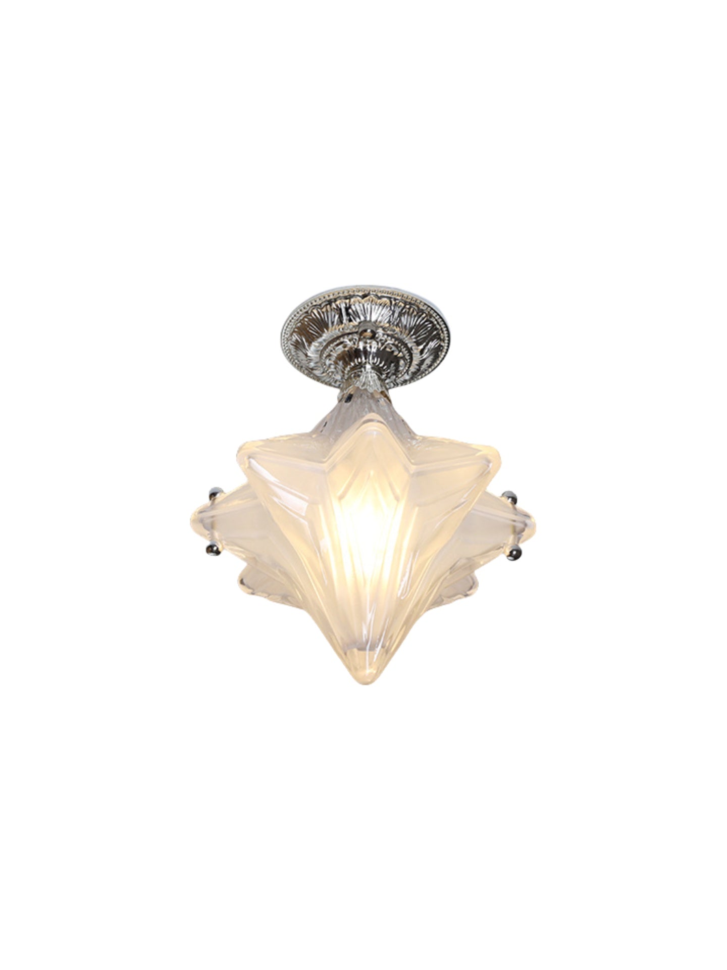 Art Deco Star Ceiling Lamp -Frosted Glass Fixture for Hallway & Entryway -Astris Ceres