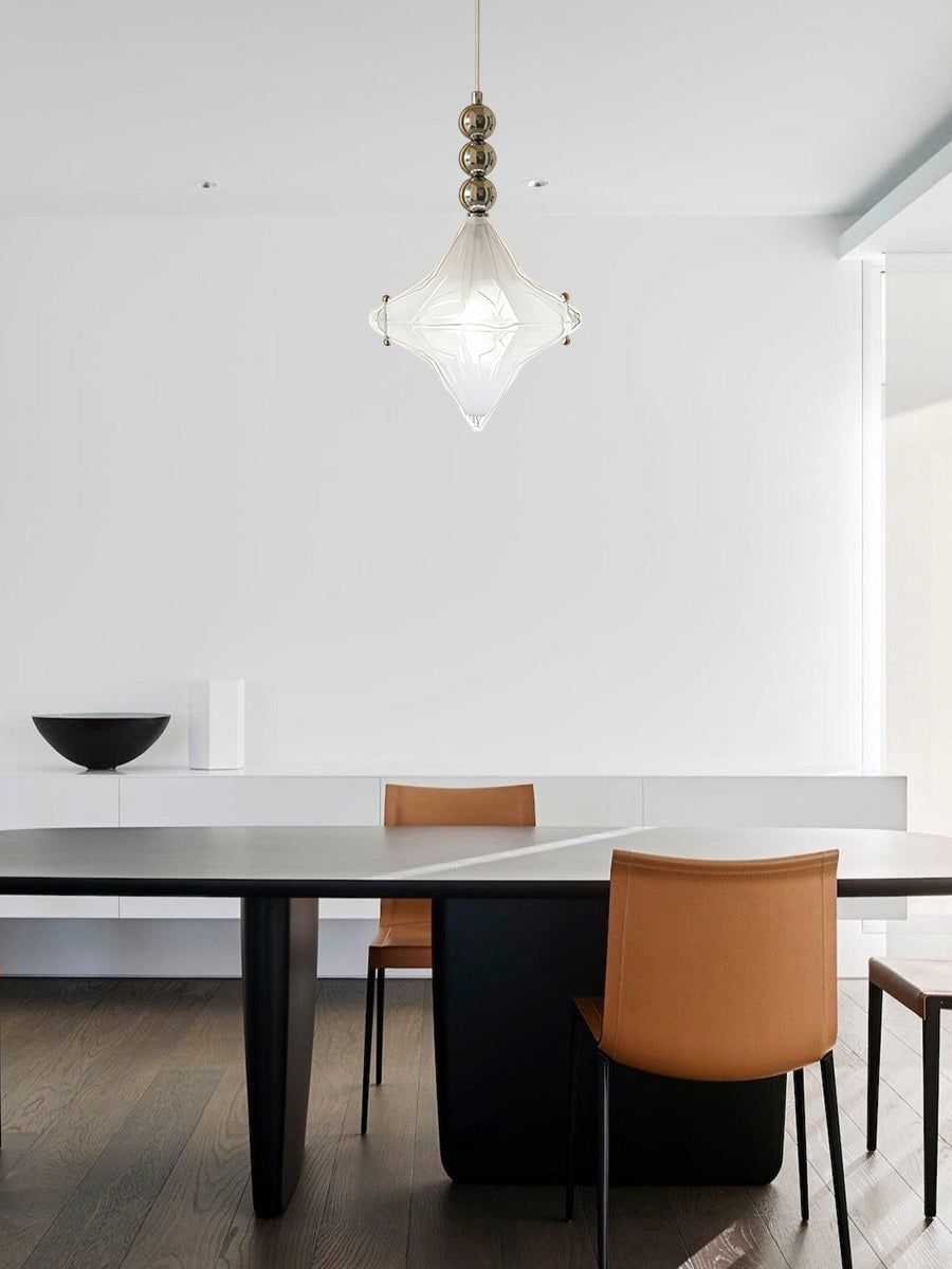 Art Deco Astris Elara Star Pendant Light-Frosted Glass Pendant with Geometric Style