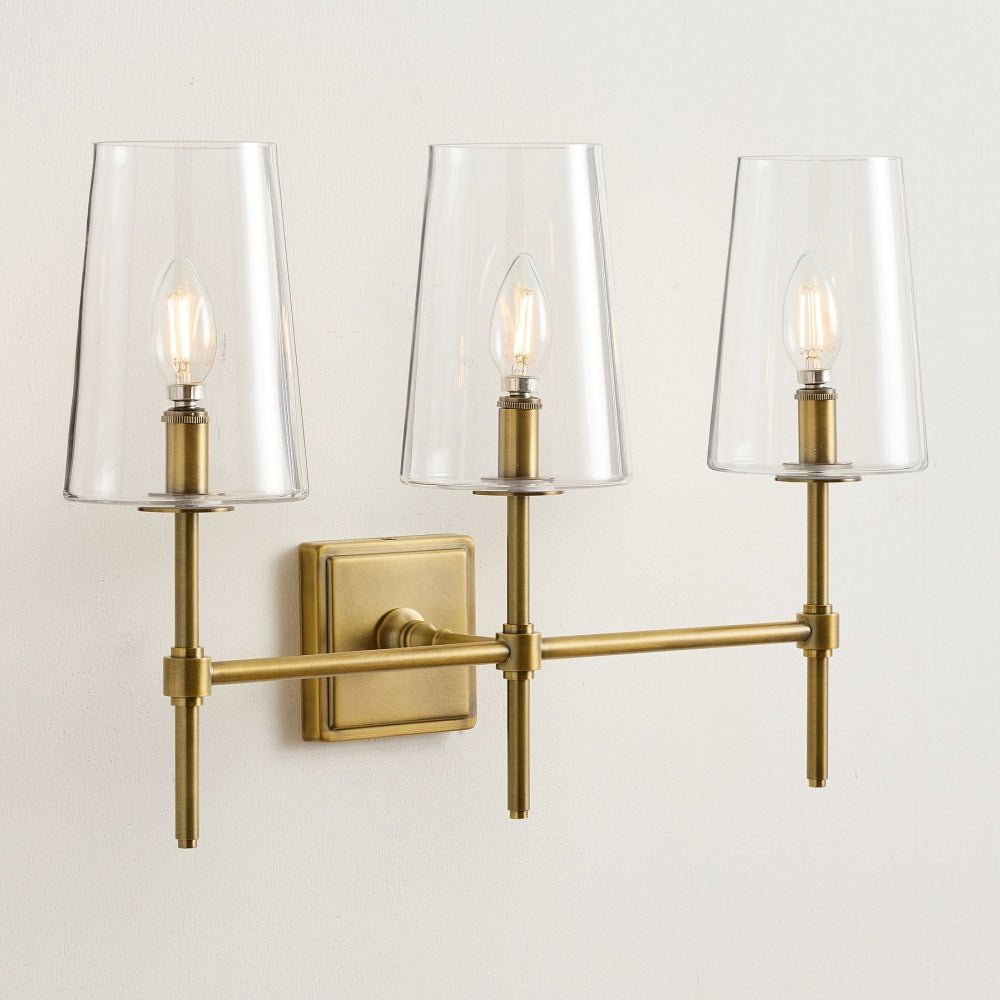 Derlina Multi-Head Candlestick Clear Glass Wall Lamp – Retro Metal Sconce