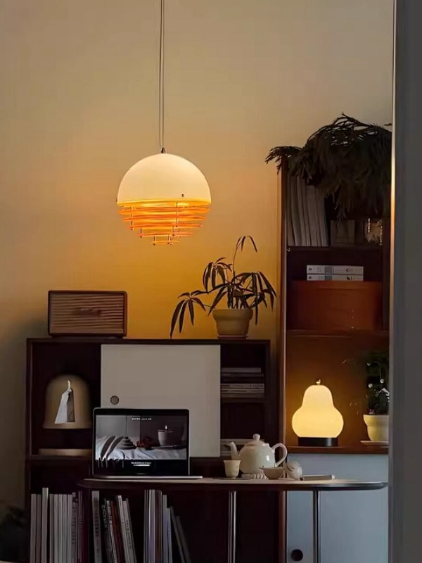 Glass & Acrylic Bauhaus Pendant - Elegant Sunset Glow Living Room Light