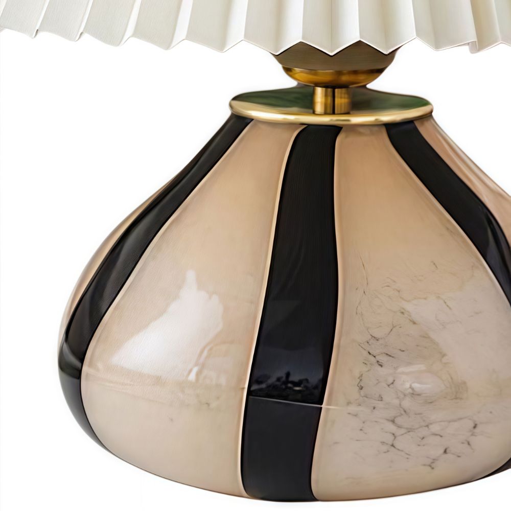 Lampe de table en tissu - Lampe de chevet moderne en verre plissé