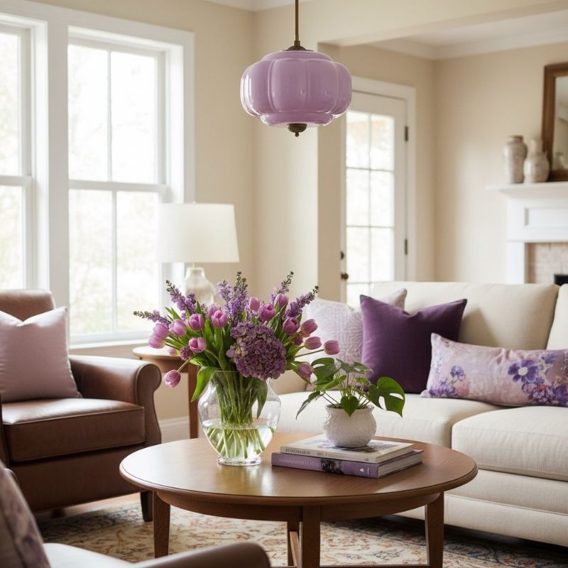 Eloise Vintage Pendant Light - Glass Semi-Flush Mount for Kitchen