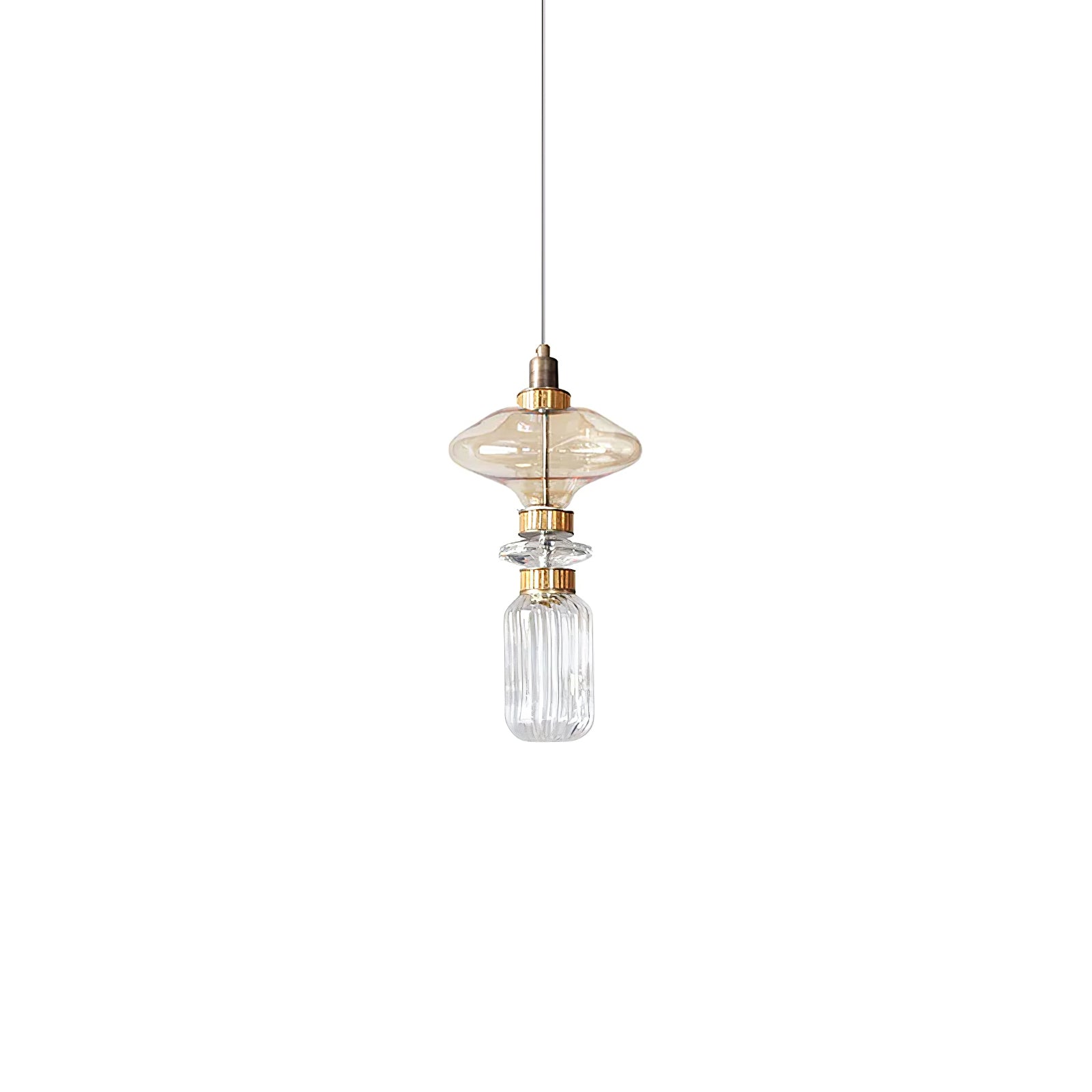 Sleek Hanging Light - Iron Metal Glass Gold Clear Hardwired Atmosphere