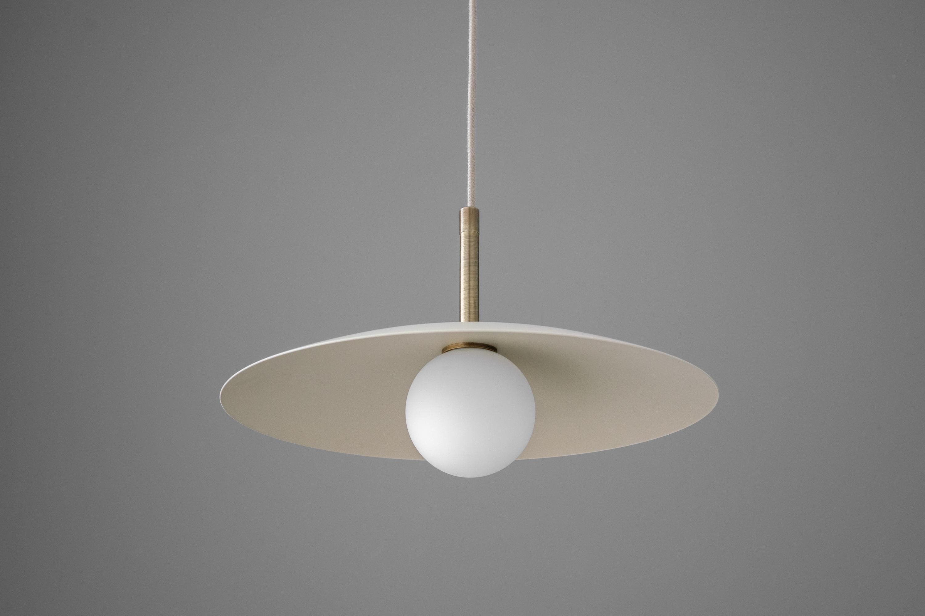 Curva Metal Minimalist Pendant Light - Modern Brass Accent Disc Shade