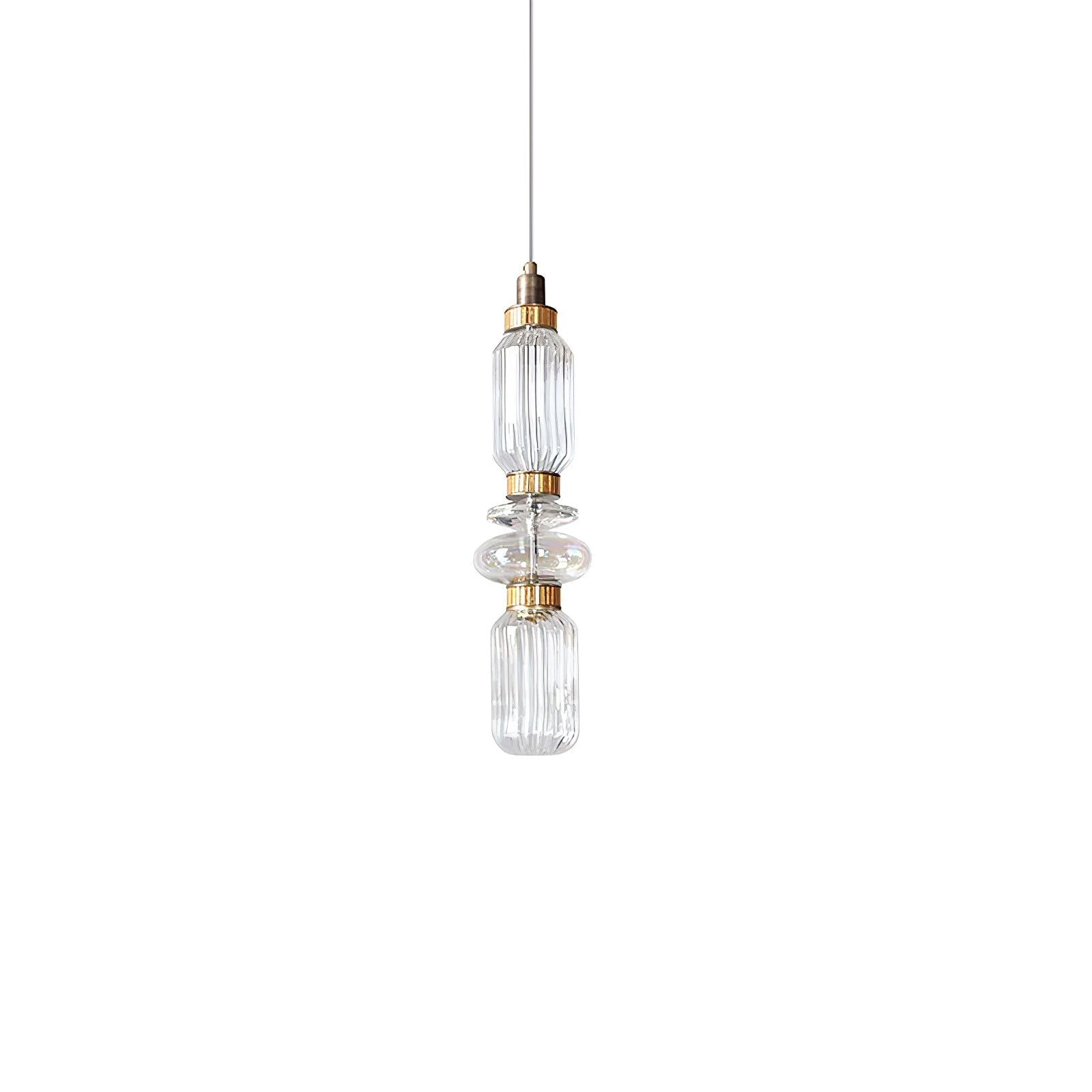 Sleek Hanging Light - Iron Metal Glass Gold Clear Hardwired Atmosphere