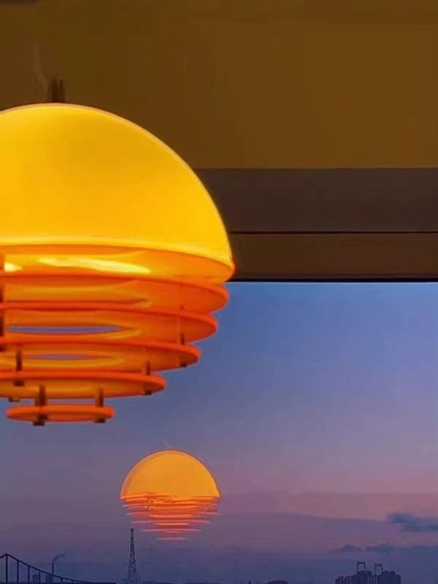 Glass & Acrylic Bauhaus Pendant - Elegant Sunset Glow Living Room Light