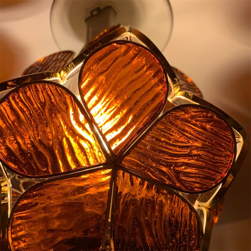 Retro Glass Flower Petal Pendant Lamp