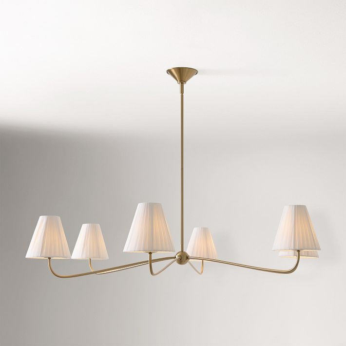 Fibura Modern Linen Chandelier - Metal Linear Light for Dining Room
