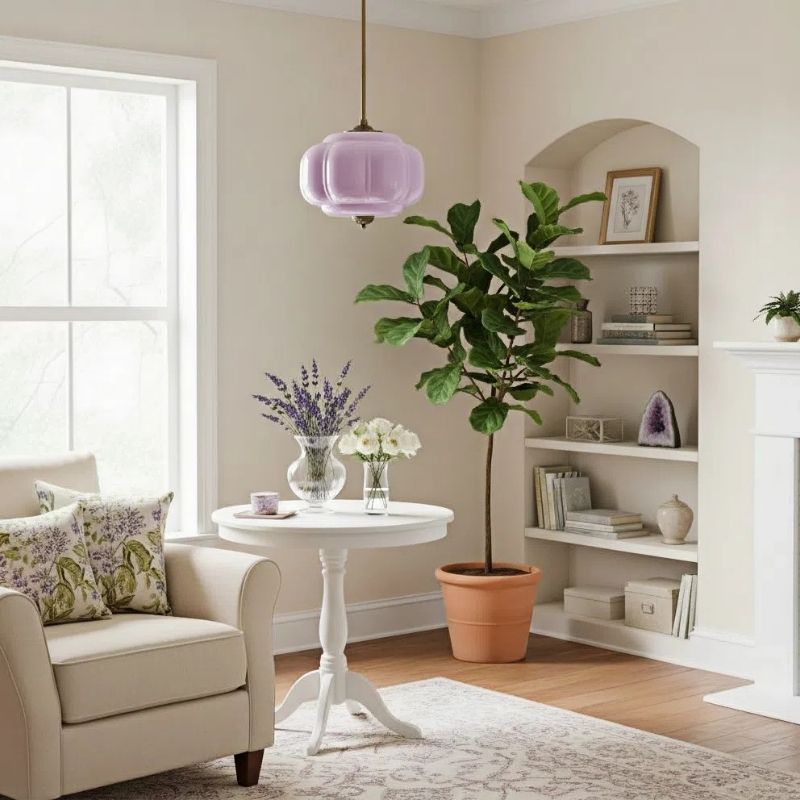 Eloise Vintage Pendant Light - Glass Semi-Flush Mount for Kitchen