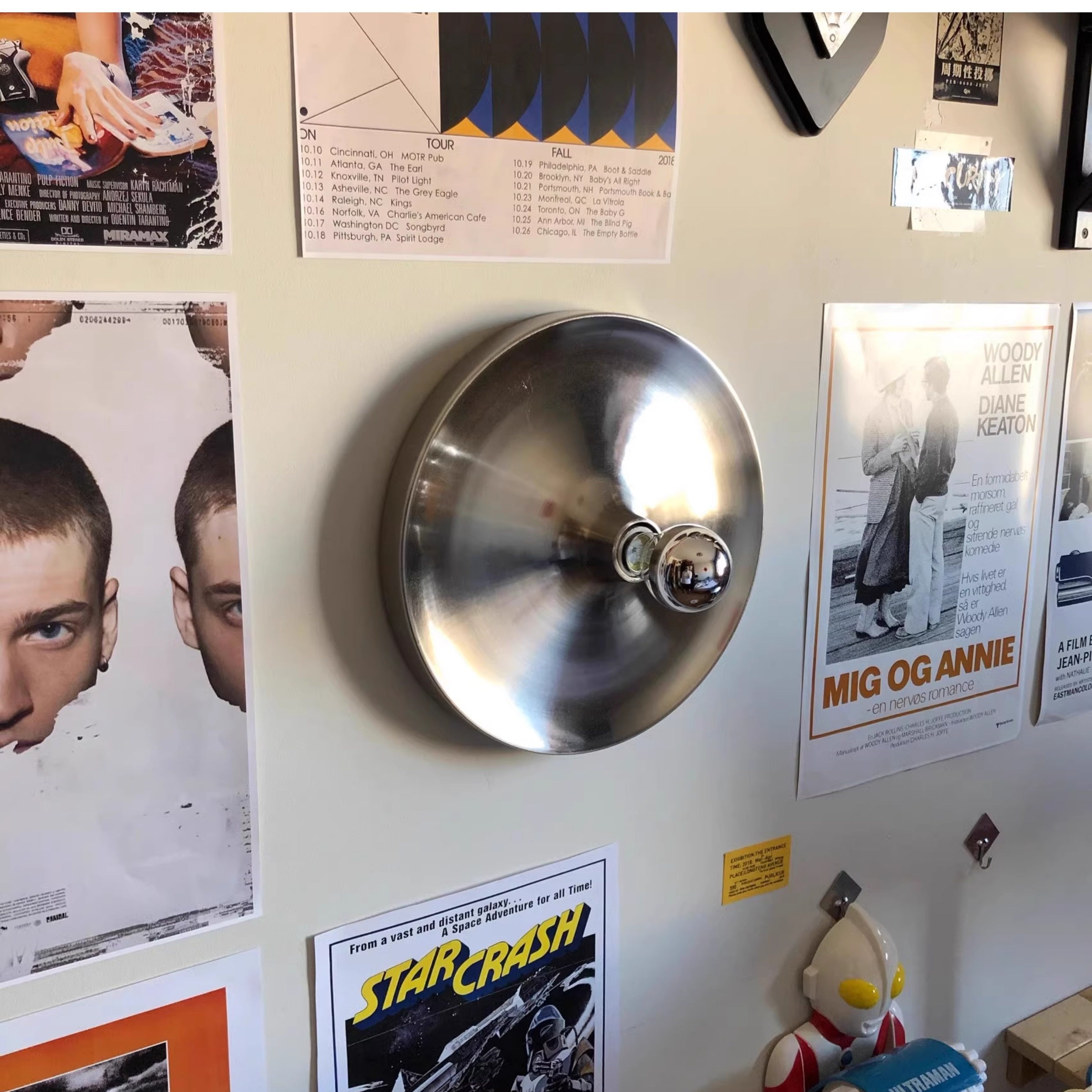 Sleek Space-Age Disk Ceiling Lamp Chrome Gold White Black Not Dimmable