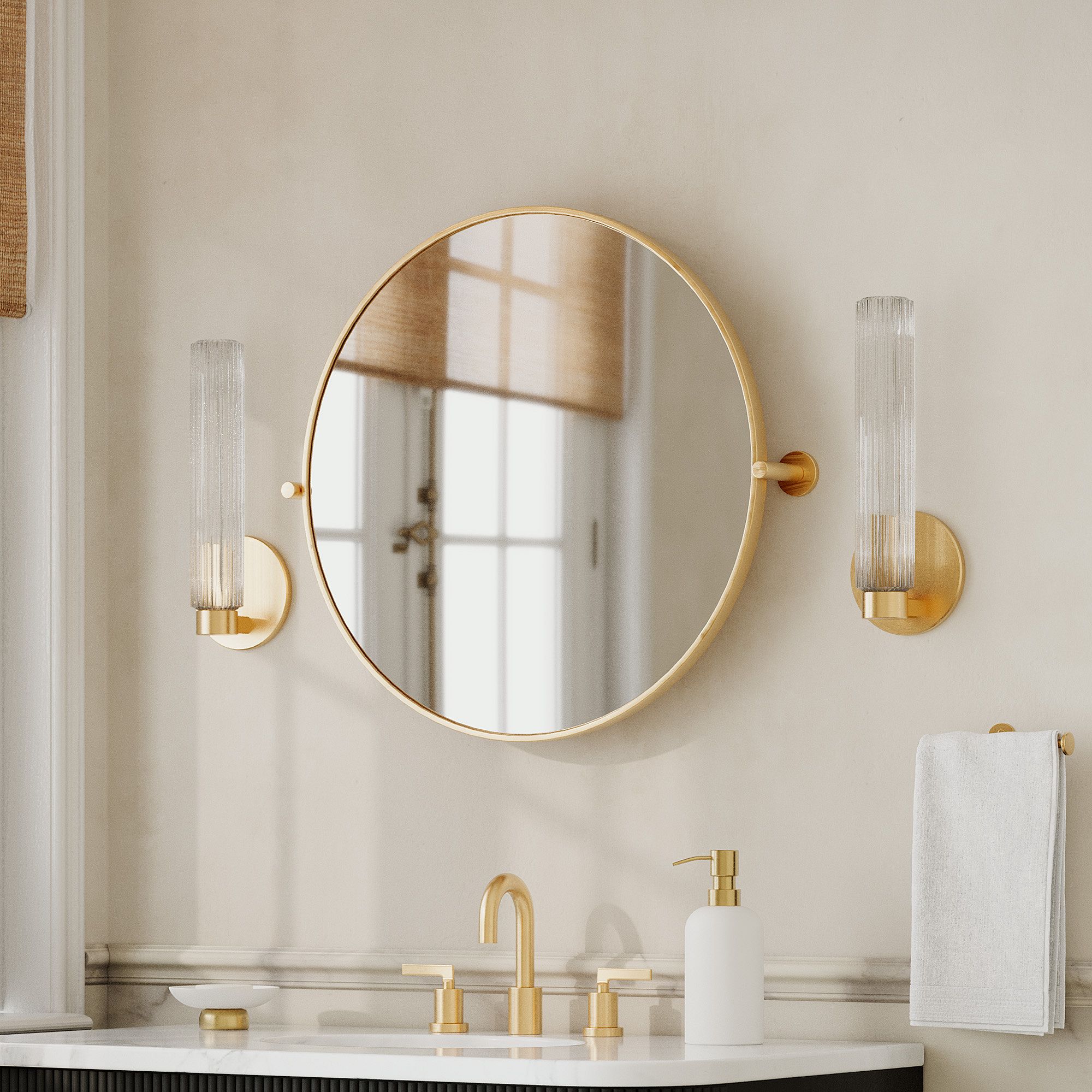 Rivora Fluted Glass Indoor Outdoor Sconce - Modern Wall Light for Home Decor