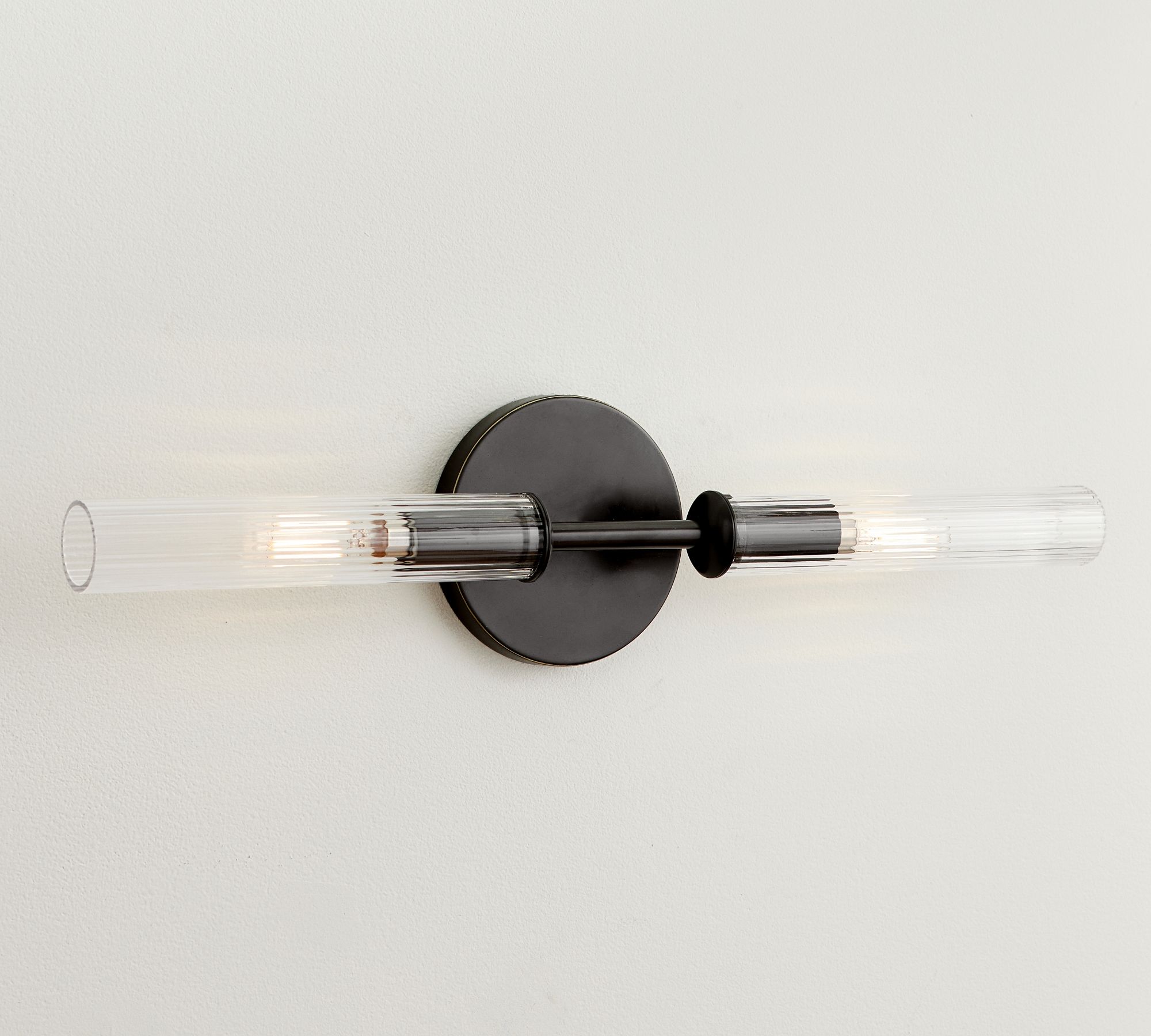 Bravira Ribbed Glass Wall Lamp - Tube Metal Light in Classic Finishes