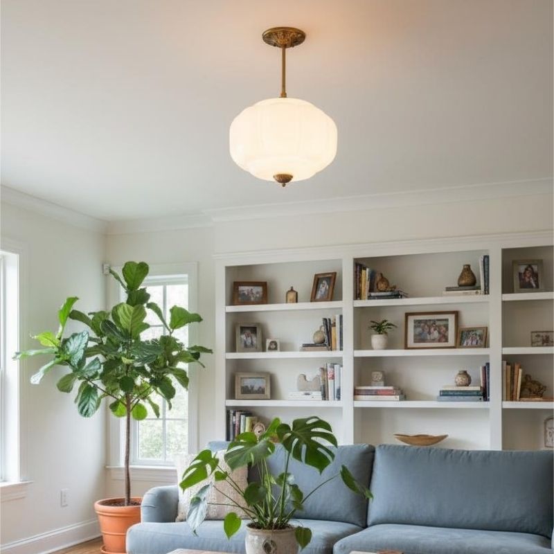 Eloise Vintage Pendant Light - Glass Semi-Flush Mount for Kitchen