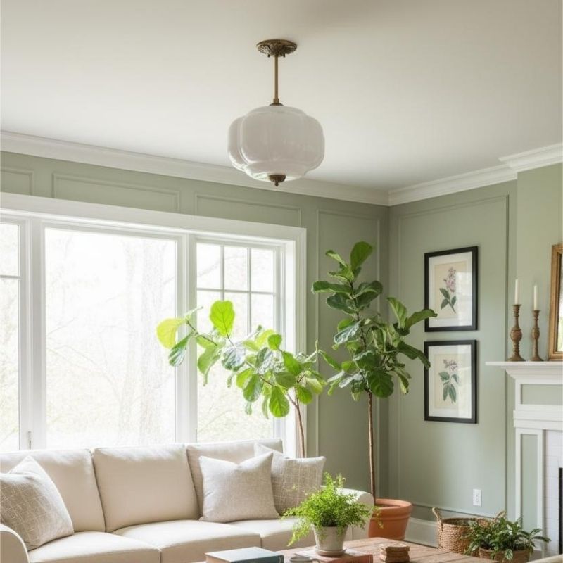 Eloise Vintage Pendant Light - Glass Semi-Flush Mount for Kitchen
