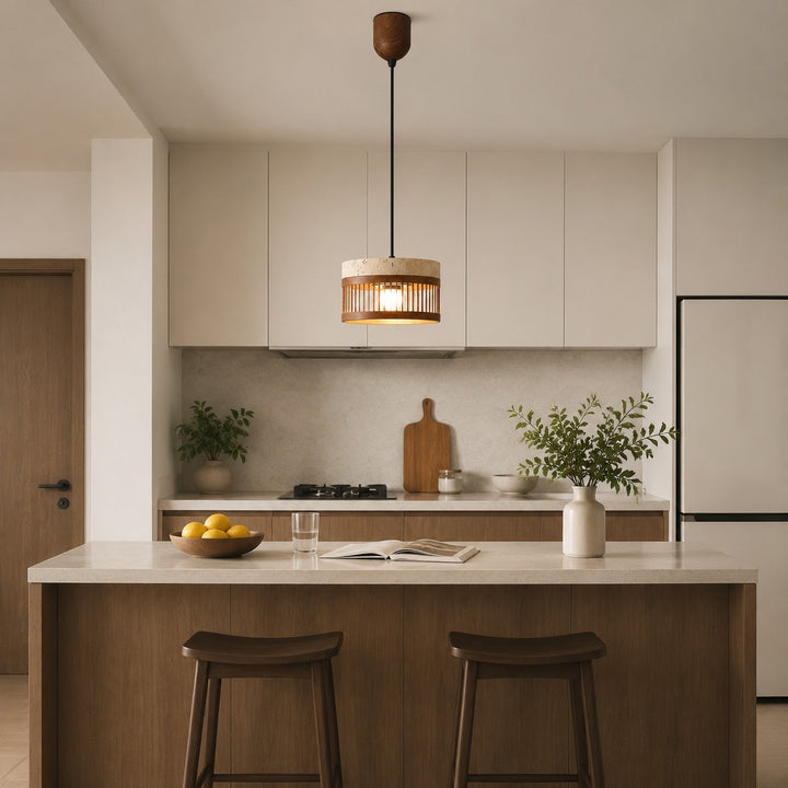 Vintage Travertine Metal Pendant Lamp for Dining Room